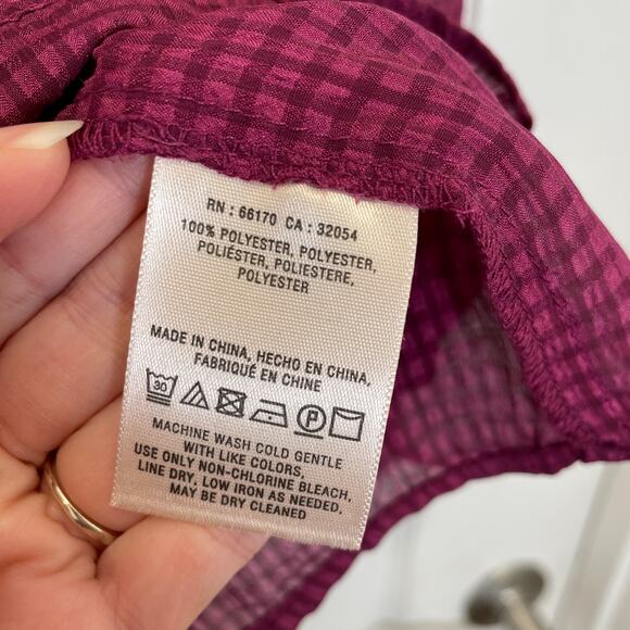Anthropologie HD in Paris Thistleberry Blouse Purple Check Sheer Berry 2 - Picture 4 of 6